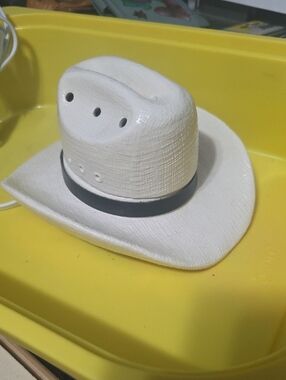 Scentsy White Cowboy Hat Warmer with Black Band